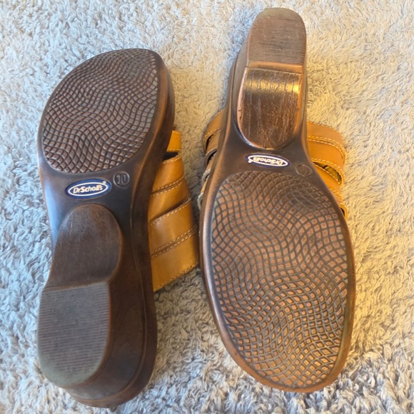 Dr Scholls Woven Leather Clogs Mules Wedge Sandals Air Pillo Comfort Size 10 - Picture 6 of 6
